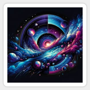 Celestial Dance: Spiral Galaxies and Cosmic Waves Sticker
